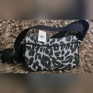 Michael Kors Black and Gray Animal Print Crossbody Bag With Detachable Small Bag